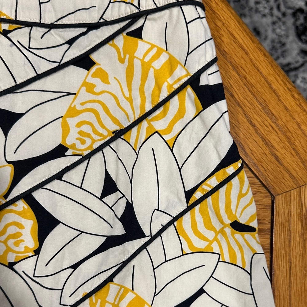 *ODILLE* Anthropologie Yellow x Black Floral Cotton A-Line Skirt Size 2 - Picture 5 of 7